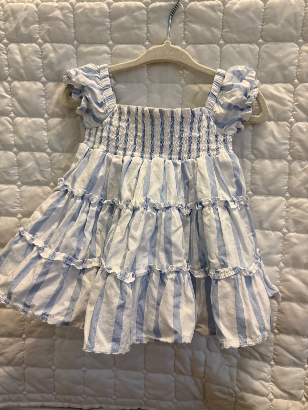 Janie and Jack Blue and White Smocked Tiered Dress